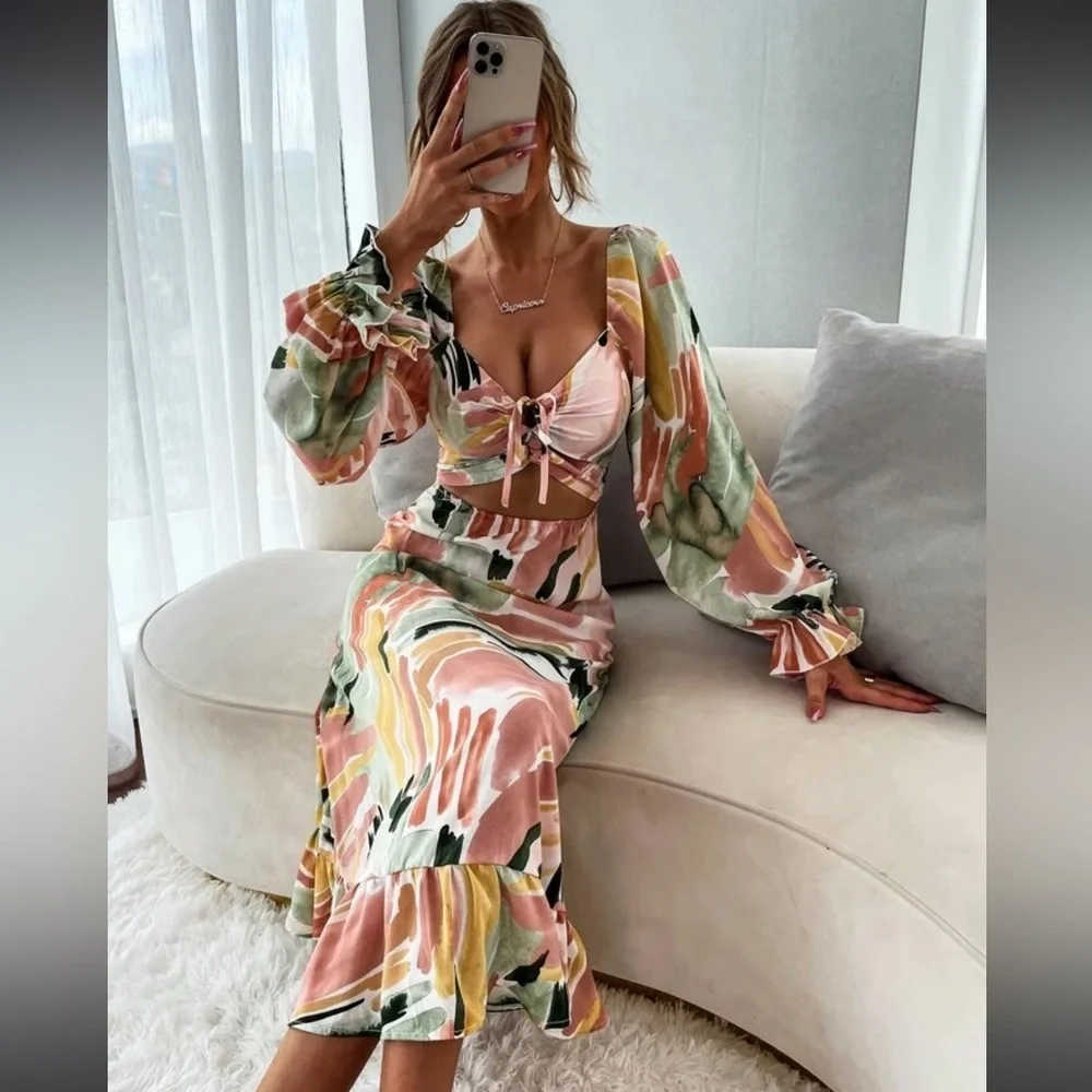 Multicolor Cut Out Dress - Picture 6 of 6